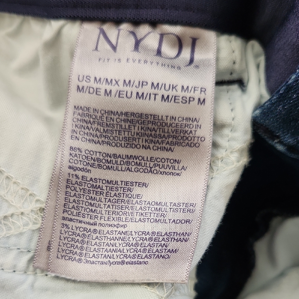 NYDJ Waist Magic Dark Blue Women's Wide Leg Jeans Lift Tuck Technology Size M/30 - Picture 3 of 7